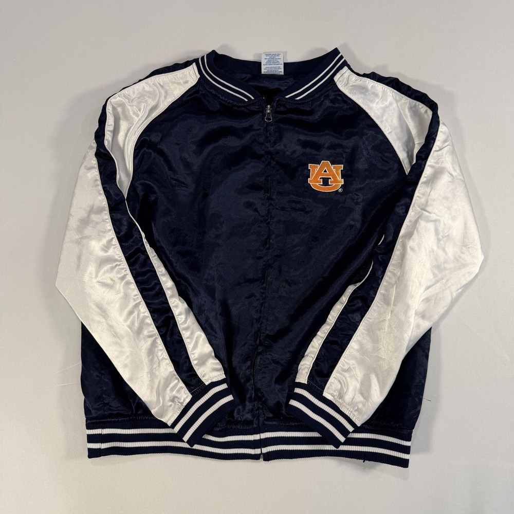 Auburn Tigers Jacket Boys Large Blue‎ NCAA Football Satin NCAA Full Zip